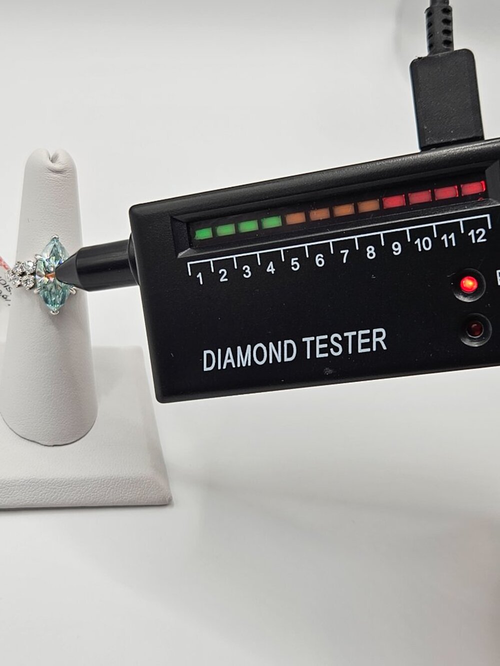 925 Sterling Silver Moissanite 7ctw Teal Ring Size 6 - Picture 6 of 6